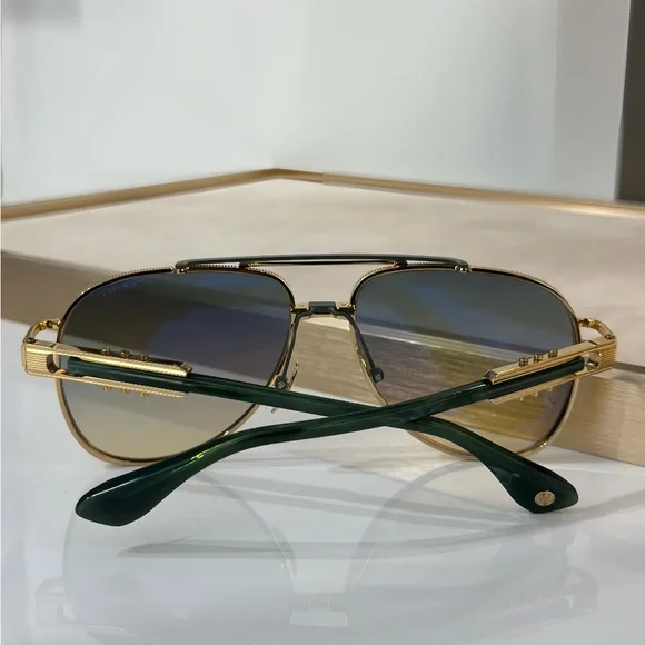 DITA Gold Aviator Sunglasses with Gradient Lenses